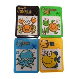 Fat-catz-copy-catz 4x Mini Sea Life & Zoo Animal Theme Sliding Puzzle Toys Retro Party Bag Fillers For Kids