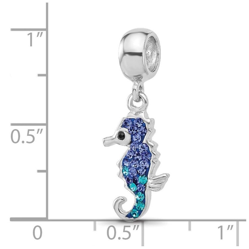 JewelryWeb 3.7mm 925 Sterling Silver Reflections Rhodium Plated Seahorse Preciosa