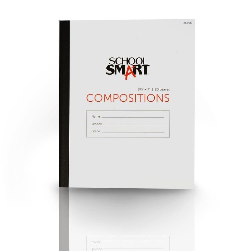 School Smart Stitched Cover Composition Book, Red Margin, 8-1/2 x