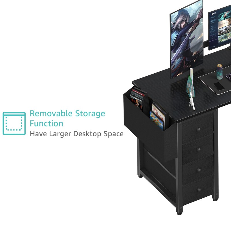 Lufeiya L Shaped Gaming Desk with Drawers & Storage Shelves,