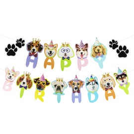 Dog Birthday Banner, Dog Birthday Decoration, Dog Faces Claws Garland with Ropes, Pet Dog Tag Birthday Party Supplies for Pet Theme Birthday Party, Kids Birthday Party A6-GTSRLQ