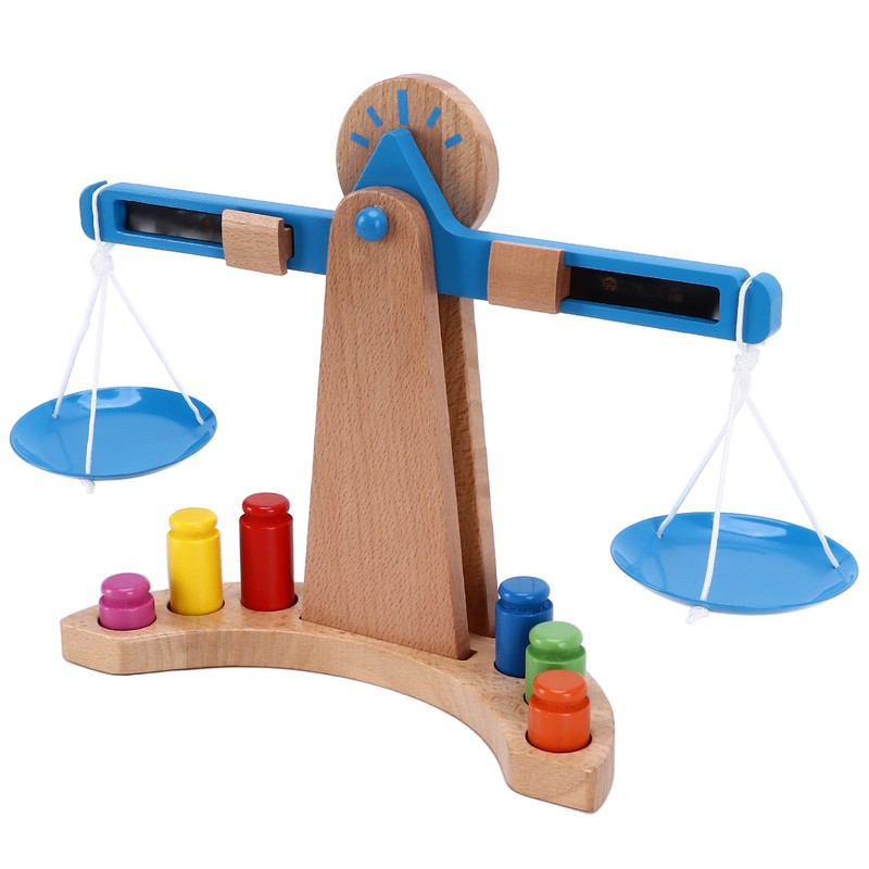 Wooden Weighing Scale Toy Set Educational Balancing Scale Toy Math