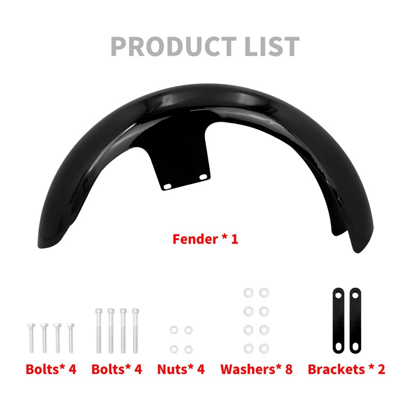 21 inch Front Fender Vivid Black Motorcycle Wrap Mudguard for
