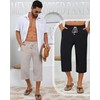 Neer 2 Pack Men's Linen Capri Pants, Lightweight Baggy 3/4