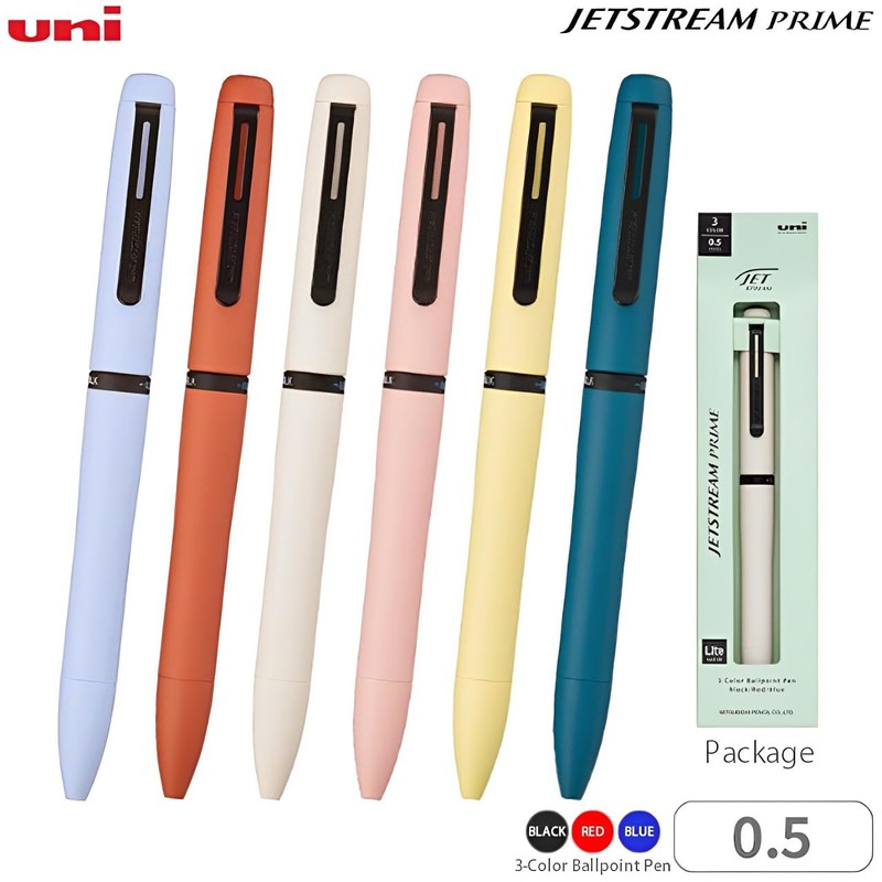 Mitsubishi Pencil Tri-Color Ballpoint Pen, Jetstream Prime, Lite Touch Ink,
