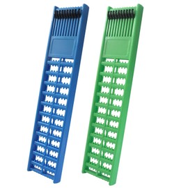 Luomorgo 2 Pcs Fishing Hook Holder - Double-Sided Spring Loaded Snelled Rig Organizer for Leaders, Jigs & Tackle | 10.6" Plastic Storage Board with Line Winding Tray (Blue, Green)