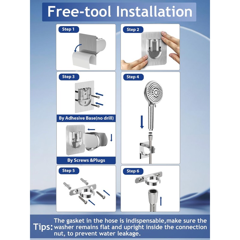 PWERAN RV Shower Head with Hose, High Pressure9 Mode Shower