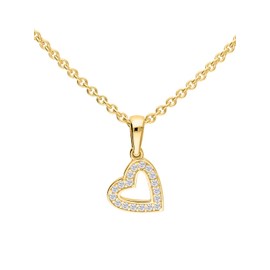 My Gold Doreen Women's Heart Necklace with Pendant Gold Genuine Yellow Gold 375/750 (9/18 Carat) Zirconia Heart Shape 15 mm x 8 mm Necklace 45 cm, Yellow Gold, Cubic Zirconia