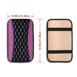 Couslcd Auto Center Console Pad, Universal Waterproof Armrest Seat Box Cover, Car Interior Accessories, Leather Auto Armrest Cover Protector for Most Vehicle, SUV, Truck (Purple)