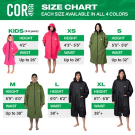 COR Surf Swim Parka for Youth and Adults | Heavy-Duty Weatherproof Swimming Jacket for Men, Women and Kids (Black - Small)
