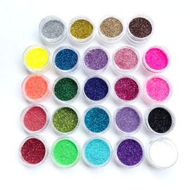 Saya Kobo [Glitter Glitter / 24 Color Set] Glitter Powder Cosmic Paint Resin Enclosed Nail Supplies Decor Green Blue Gold Black with Case