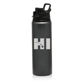 25 oz Water Bottle Sports Travel Mug Gift HI Hawaiian Islands Hawaii (Charcoal)