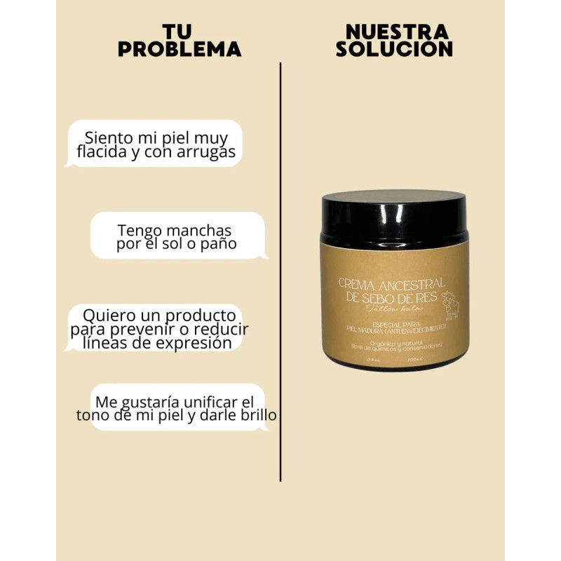 Crema Ancestral De Sebo De Res Con Aceites Esenciales