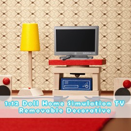 Sunlera 1/12 Dollhouse TV Remote Control Simulation Miniature Furniture Dollhouse Living Room Decoration TV Mini Dollhouse Television with Remote Control Dollhouse Miniature TV Dollhouse TV Television
