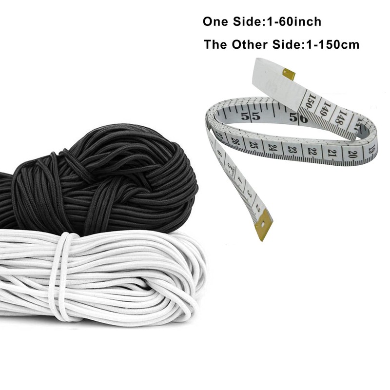 HEMYLU Elastic Cord 1/8 Inch (3MM) x 17FT, White Elastic