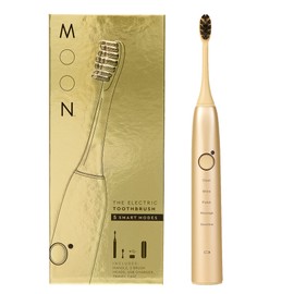 MOON Sonic Electric Toothbrush for Adults & Teens, Gold, 5 Smart Modes, Clean, White, Massage, Polish & Sensitive, Rechargeable with Travel Case & 2 Brush Heads, Industry-Leading 6 Week Charge