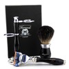 Shaving Set with 5 Edge Razor Real Badger Brush Dual