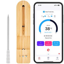 Wireless Smart Meat Thermometer with Bluetooth | Long Range | Measures Internal & Ambient Temp | for BBQ, Oven, Grill, Kitchen, Smoker, Rotisserie (White)