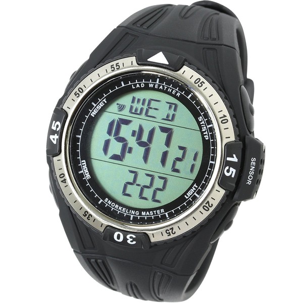 LAD WEATHER Divers Watch, Depth Meter, Water Thermometer, Sea, Beach, Diving, Outdoor Watch, Snorkeling Watch (Black (Normal LCD)), Black (normal LCD screen)