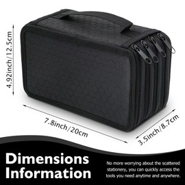 Mitening Pencil Case Pencil Case 72 Slots Portable Pencil Case Pencil Bag Handheld Pen Bag 4 Compartments Large Capacity Coloured Pencils Holder Pencil Case with Zip Case, black, Casual