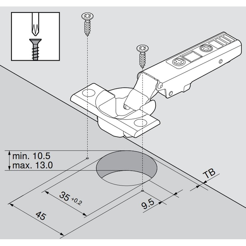 Blum Blumotion 110-Degree Clip Top, Corner Stop, Standard