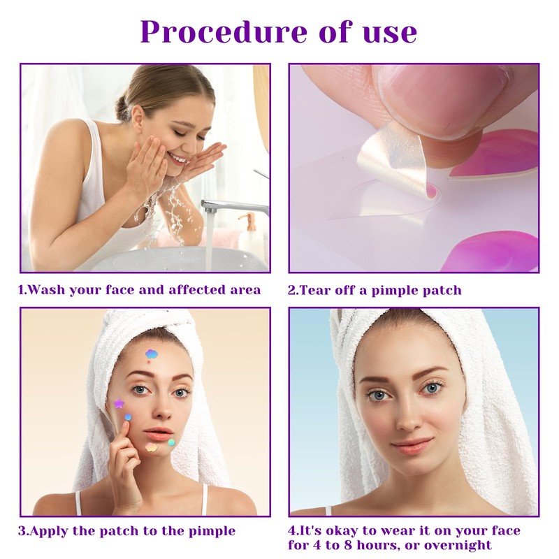LuckyOpt Pimple Plasters, 4 Sheets Breathable Hydrocolloid Plasters for Hiding