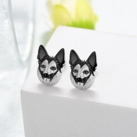 German Shepherd Earrings 925 Sterling Silver Dog Earrings Puppy Earring Animal Stud Earring Jewelry Accessories Gift for Women Men