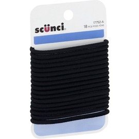 Scunci No Damage Large Black Hair Elastic 18 ea (Pack of 8)