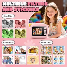 Camara para Niños de Impresión Instantánea, Cámara Digital para Niños con Tarjeta SD de 32 GB y Papel de impresión, Camara Fotografica Juguetes para N