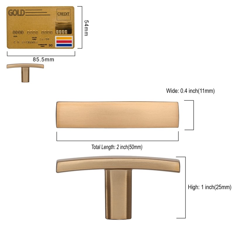 Amerdeco 10 Pack Champagne Bronze Cabinet Knobs Single Hole Cabinet