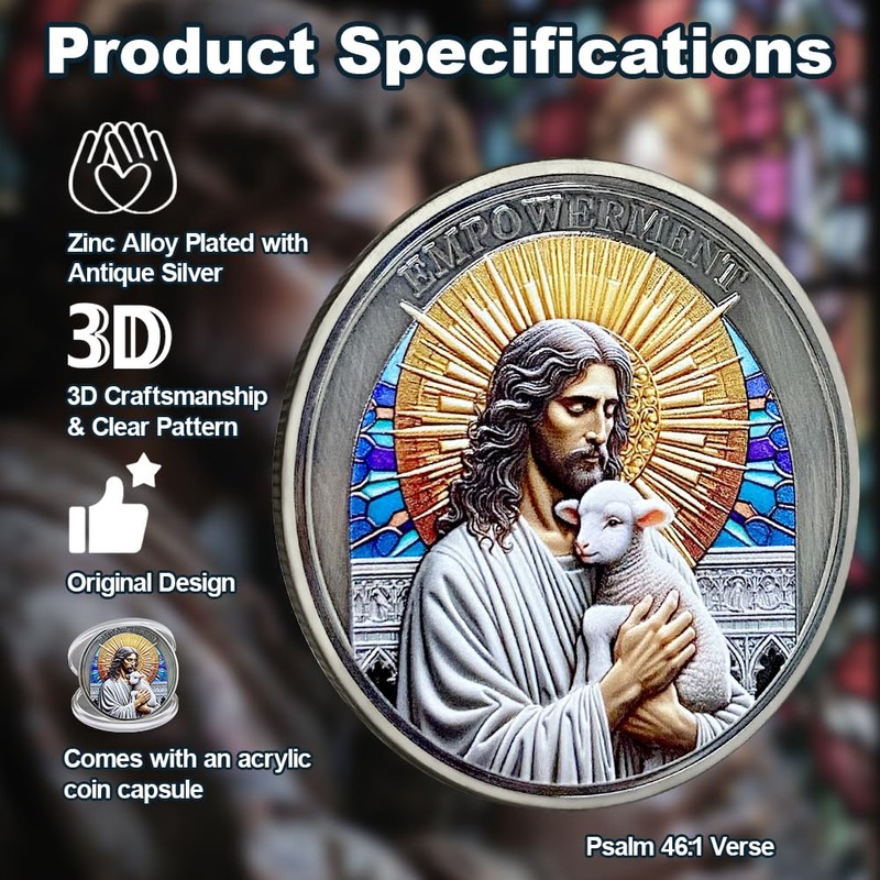 RYUKENLM Jesus Christian Challenge Coin-Empowerment Religious Token - Psalm 46:1