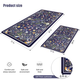 Sofort Kitchen Mats for Floor, Cushioned Anti Fatigue Kitchen Rugs Set of 2, Non Slip Waterproof Boho Standing Mats for Laundry, Sink, Office