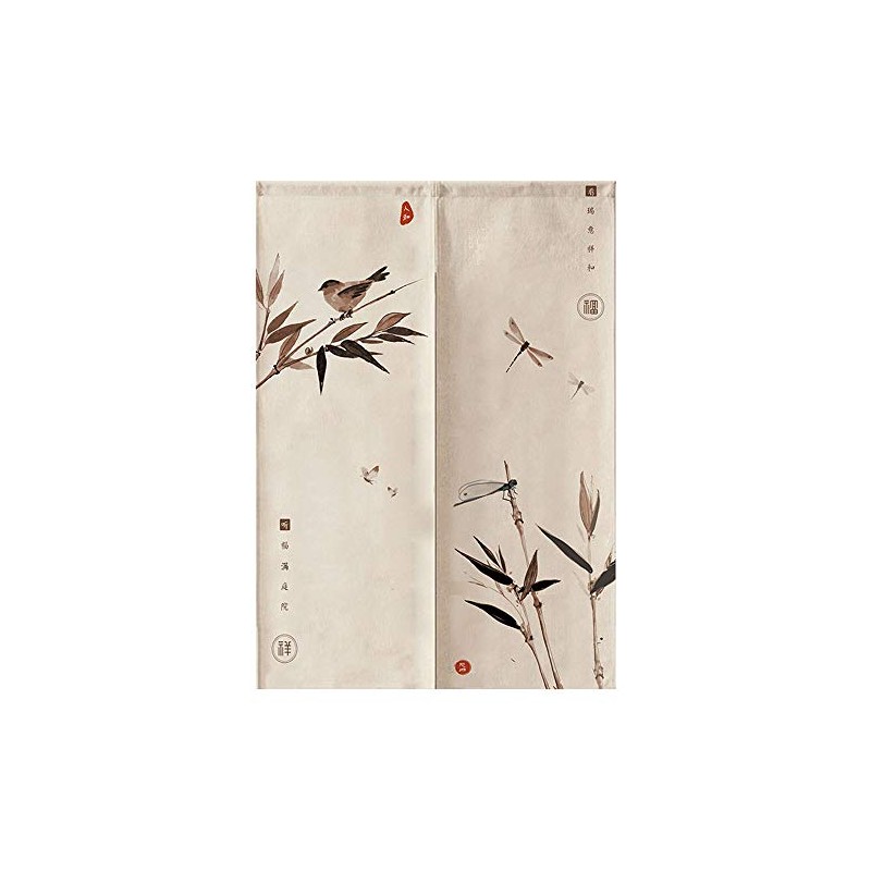MYRU Japanese Noren Doorway Curtain Tapestry (Brown Bird,33.5 Inches x