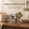 MOTIAHOOM Lion Figurine, Roaring Animal Statue, Silver Gold