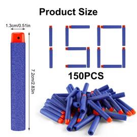 Fulushouxi Pack of 150 for Nerf Darts Replacement Darts Foam Ammunition Foam Darts for Nerf Elite 2.0 Blasters, Refill Dart Accessories, Party Favour