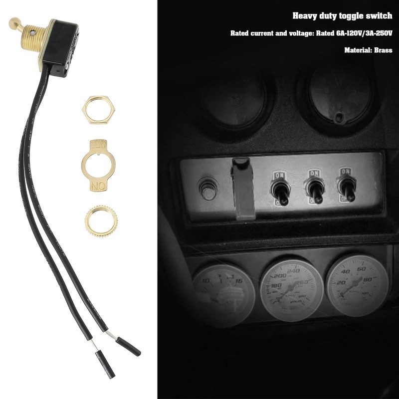 YINETTECH 2pcs 6A 120V 2-Wire Brass Heavy Duty Toggle Switch