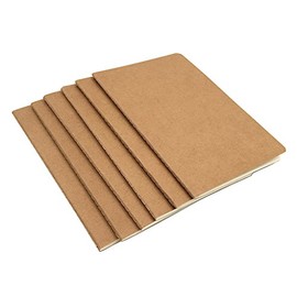 6pcs Travelers' Notebook Thread-bound Journal Diary Memo Pad,A5 Size & 30 sheets(Gridding Pages)