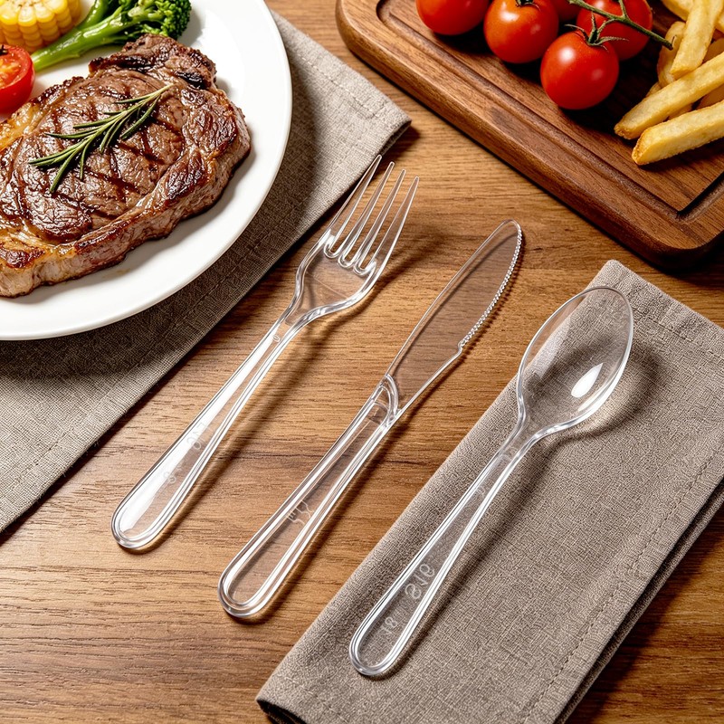 Lamosi 360 Count Extra Heavy Duty Clear Plastic Silverware Set,