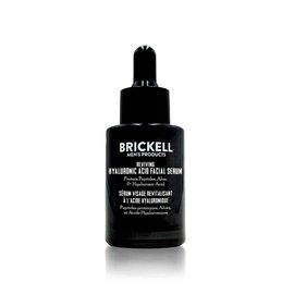 Brickell Men's Anti Aging Hyaluronic Acid Serum for Face, Day Face Serum for Men, Natural & Organic Facial Serum With Protein Peptides to Restore Collagen and Firmness, 1 Ounce, Unscented