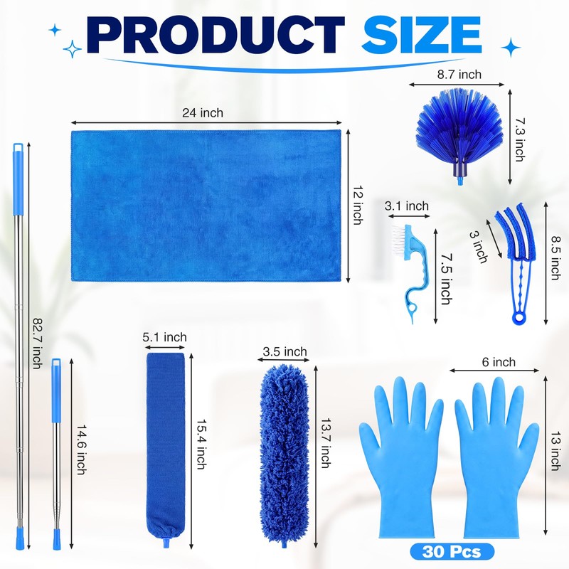 Yiyiring 8 Pcs Microfiber Duster Kit with 83 in Extension