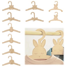 Mayoii Baby Hangers 10 Pack Wooden Space-Saving Animal Clothes for Nursery Closet, Non-Toxic Kids with Slim Design, Durable Infant Toddler Organization (Zoo Theme)