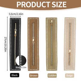 4 Colors Pu Leather Zipper, 27 × 5.9 cm Sewing Coil Bulk Zipper Frame for Crochet Handbags with PU Leather Frame for Bag DIY Craft Accessories