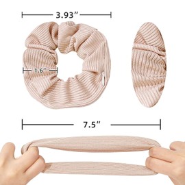WENJESO Women's Hair Elastic Scrunchies, Set of 4, Border Knit, Zipper, Storage Function, Keys, Coin Purse, Ponytail, Stylish, Hair Accessories - 1#