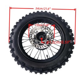 aohuang 14" Rear Wheel Rim Tire Assembly for 125cc 150cc Dirt Bike tao TTR SSR CRF Apollo 15mm axle Includes 190mm Steel Brake disc 90/100-14 Tire Tube With Brake Rotor and 428 41T Sprocket