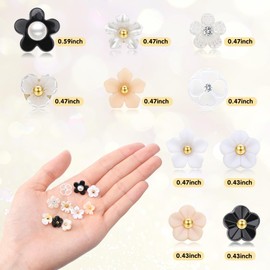 Solsew 100 Pcs Small Flower Buttons for Sewing (10-15mm) Translucent & Matte Blouse Button for Crafts Making, Clothes & DIY Projects, Scrapbook Decoration(Vintage)