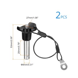 2Pcs Triangular Cap Ball Locking Pins with Button Handle, 304 Stainless Steel Push-Button Quick Release Pin with 24.5cm Push Button Lanyard Cable (8mm Diameter, 20mm Usable Length)