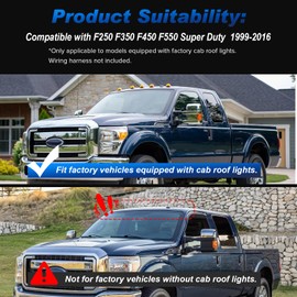HTZCMOTO LED Cab Roof Marker Lights Compatible with 1999-2016 F250 F350 F450 F550 Super Duty / 2004-2017 F650 F750, Top Cab Clearance Lights for Trucks, Clear Len White Light
