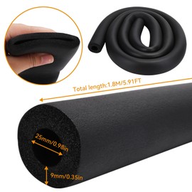 Pipe Insulation Foam Black Foam Pipe Insulation Diameter 25 mm Insulation of Pipes Foam Hose for Heating Sanitary Heating Pipe Copper Pipe (Black, 25 mm)