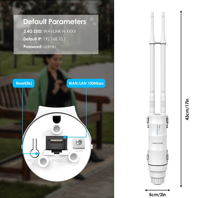 WAVLINK N300 Outdoor Wireless Access Point, Weatherproof 300Mbps 2.4G WiFi