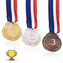 VEGCOO Medals, Pack of 6 Gold Silver Bronze Medals 5.2 cm for Children/Teenagers, Marathon Medals Football Children for Sports/Nursery/Competition/Prizes